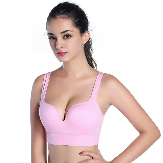 Women's Seamless Racerback Sports Bra – Wireless Padded Full Coverage Yoga & Fitness Bra