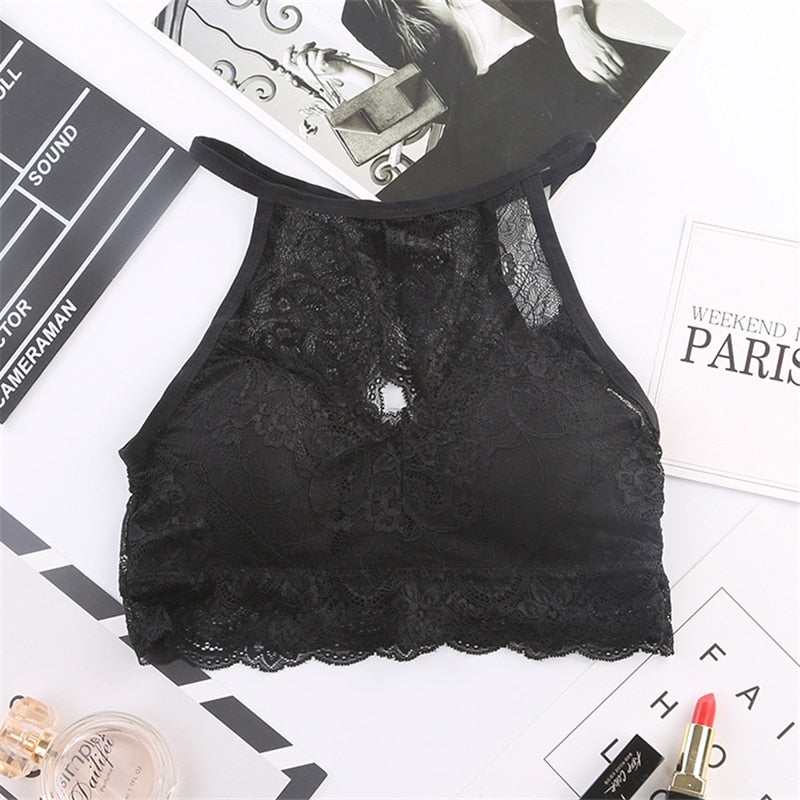 Women's Seamless Wireless Lace Bra – Soft Push-Up Bralette with Breathable Everyday Comfort