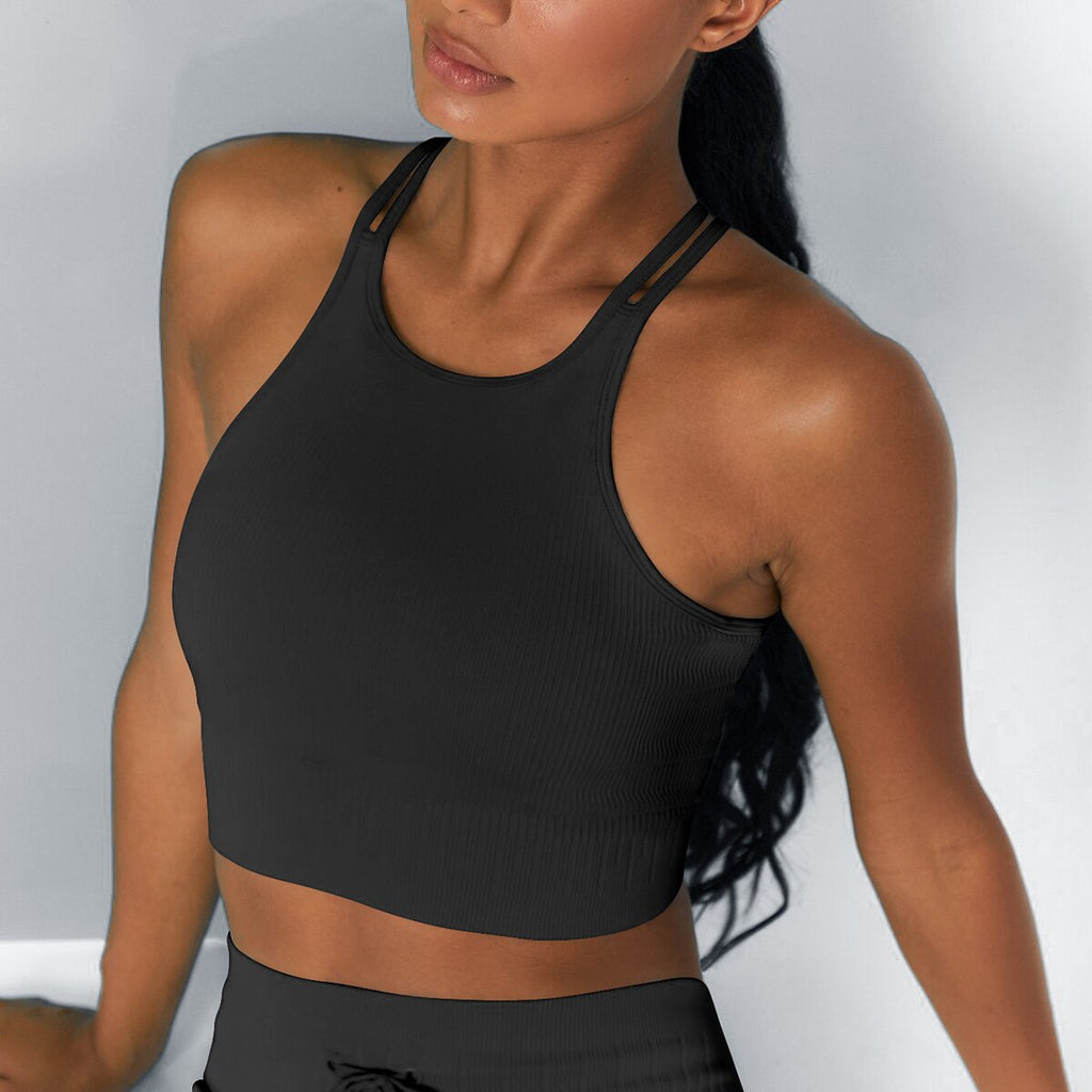 Women's Sleeveless Crop Workout Tank – Quick-Dry Yoga & Fitness Gym Top