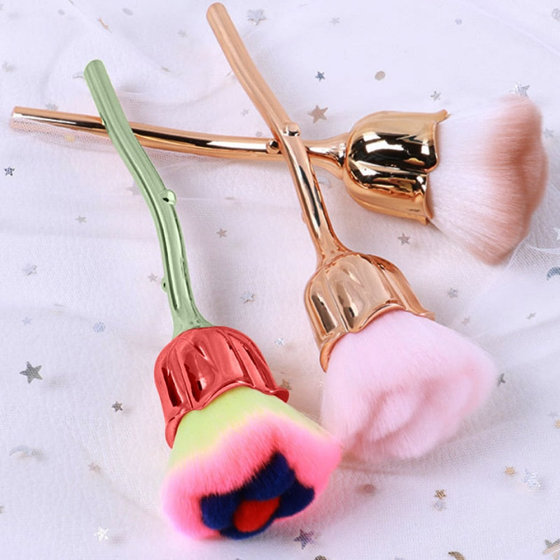 Rose Flower Nail Dust Brush – Soft Gel Polish Cleaning Brush for Nail Art & Manicures