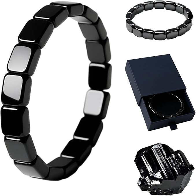 Men's Black Onyx & Hematite Beaded Bracelet – Adjustable Braided Natural Stone Bracelet