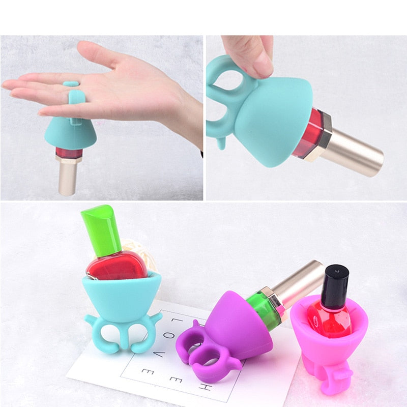 Silicone Nail Polish Ring Holder – Flexible Wearable Gel Polish Bottle Stand for Nail Art