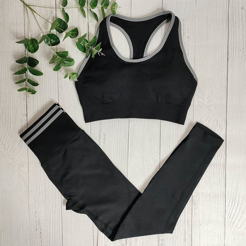 Women's Seamless 2-Piece Yoga Set – Sports Bra & High-Waist Leggings Gym Outfit