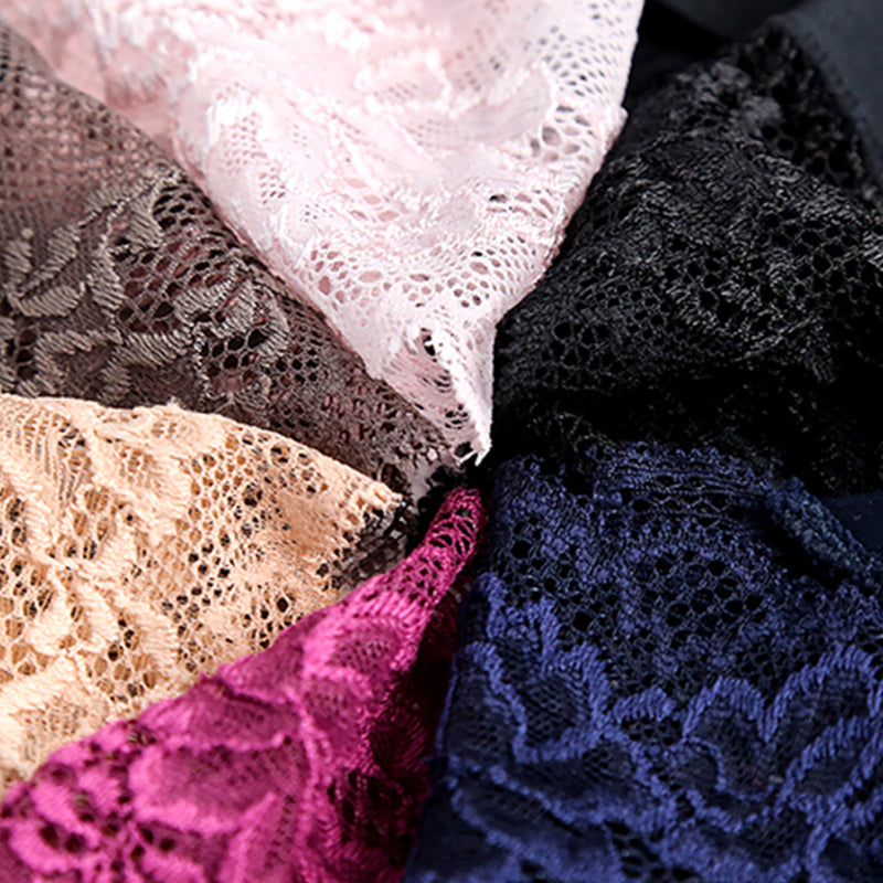 Women's Seamless Lace Panties – Mid-Rise Sheer Briefs with Cotton Crotch