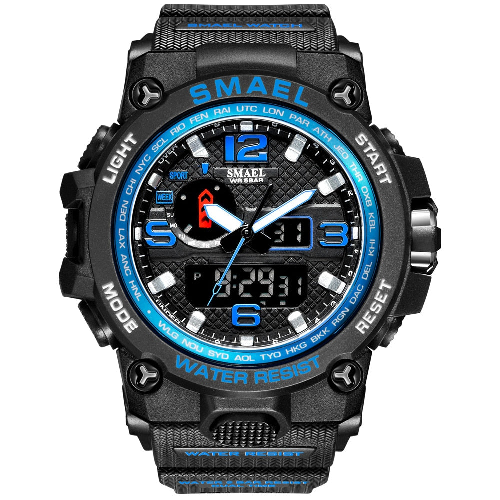 Men's Military Sport Watch – 50M Waterproof LED Digital & Analog Quartz Watch