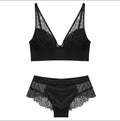 Women's Wireless Lace Bra & Panty Set – Push-Up Seamless Jacquard Lingerie Set