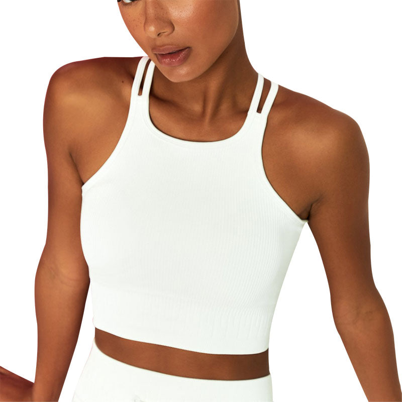 Women's Sleeveless Crop Workout Tank – Quick-Dry Yoga & Fitness Gym Top