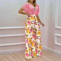 Copy of Women's 2-Piece V-Neck Printed Wide Leg Pants Set – Casual Summer Matching Outfit
