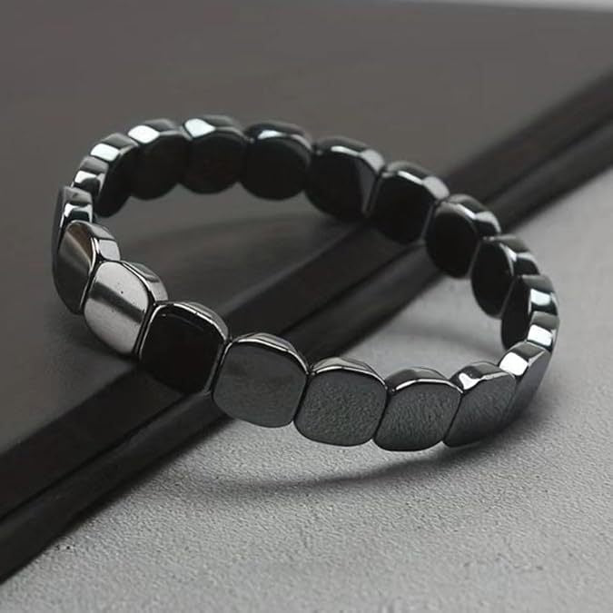 Men's Black Onyx & Hematite Beaded Bracelet – Adjustable Braided Natural Stone Bracelet