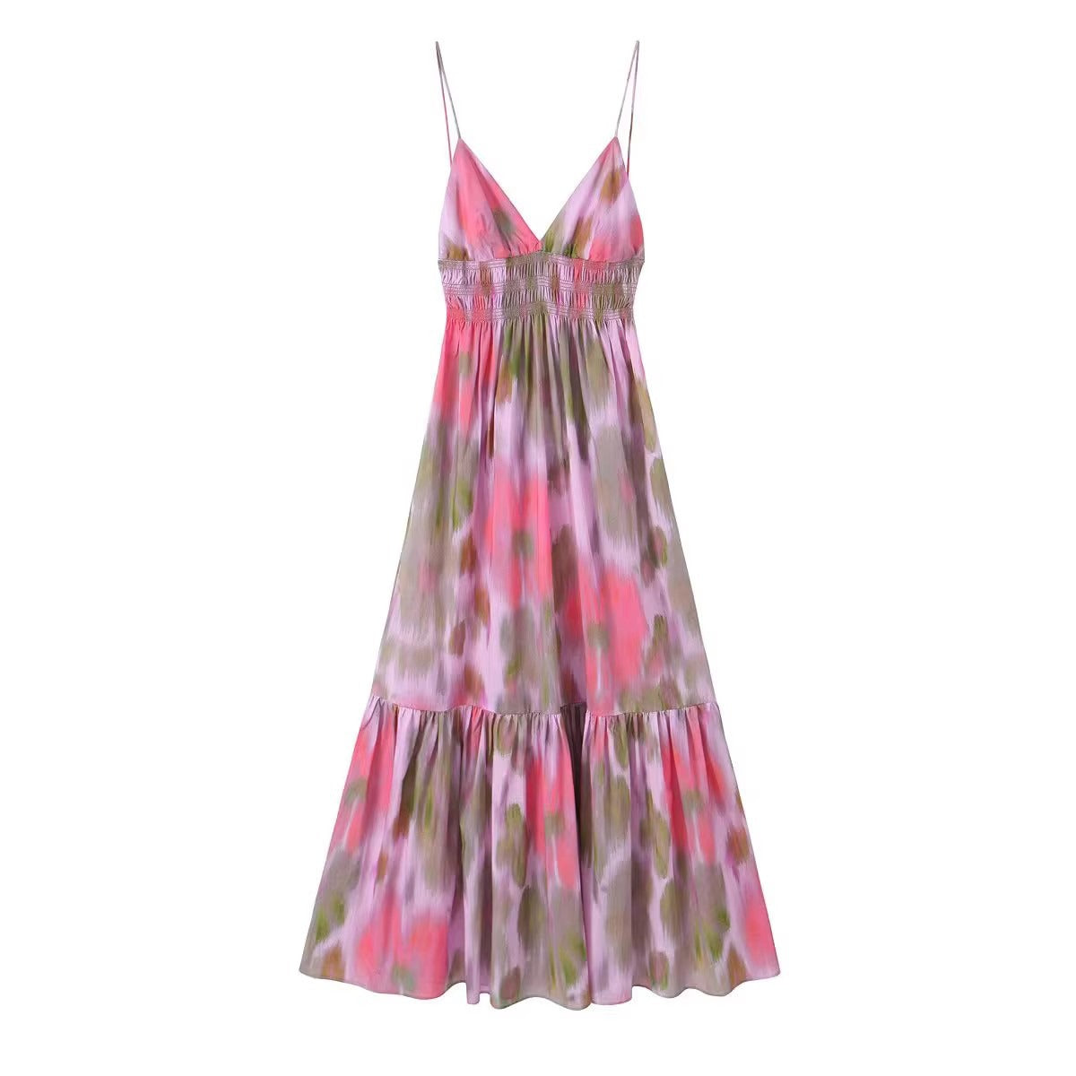 Women's Backless Floral Maxi Dress – Sleeveless V-Neck Smocked Summer Party Dress