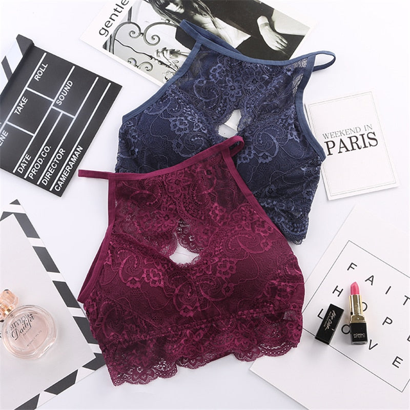 Women's Seamless Wireless Lace Bra – Soft Push-Up Bralette with Breathable Everyday Comfort