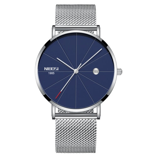 NIBOSI Men's Ultra-Thin Quartz Watch – Luxury Waterproof Stainless Steel Business Watch
