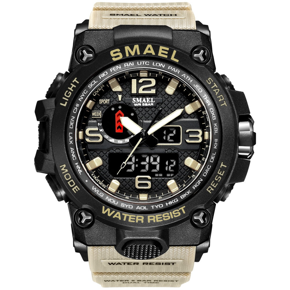 Men's Military Sport Watch – 50M Waterproof LED Digital & Analog Quartz Watch