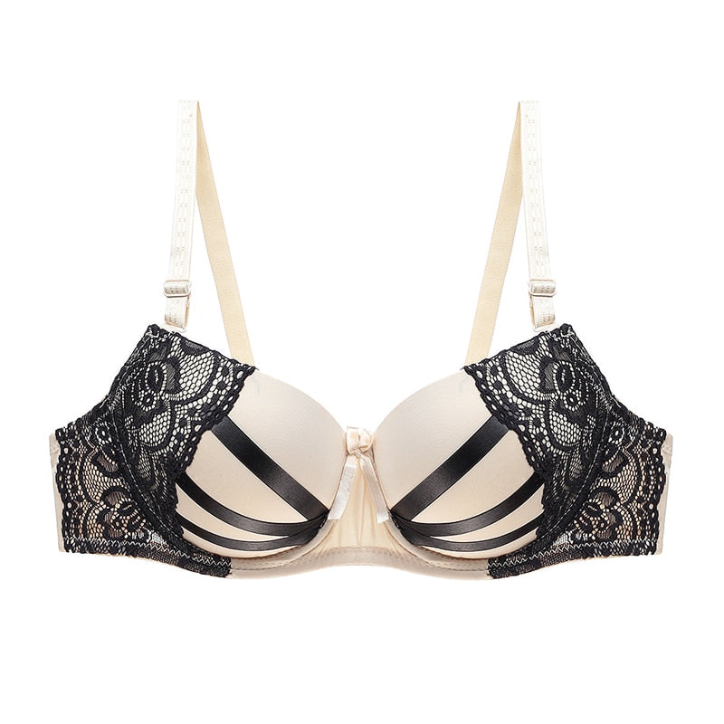 Julexy Women's Push-Up Lace Bra – Underwire Padded Bralette with B & C Cup Support