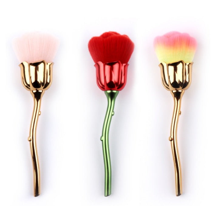 Rose Flower Nail Dust Brush – Soft Gel Polish Cleaning Brush for Nail Art & Manicures