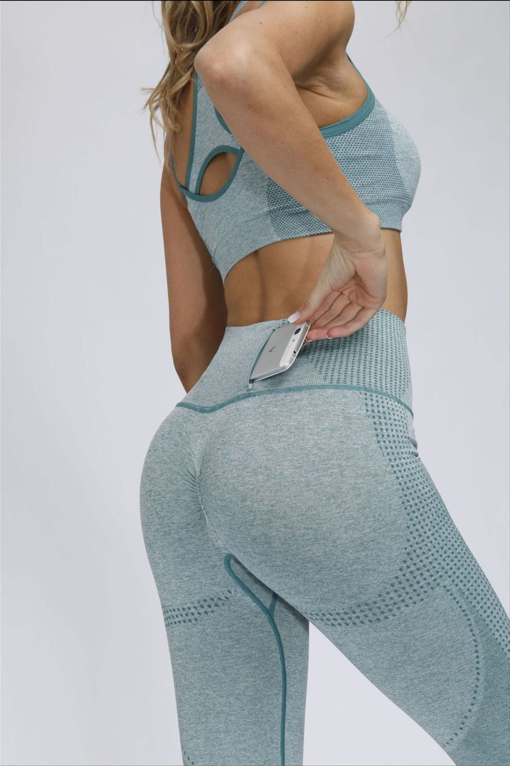 Women's 2-Piece Yoga Set – V-Neck Sports Bra & High Waist Leggings Workout Outfit