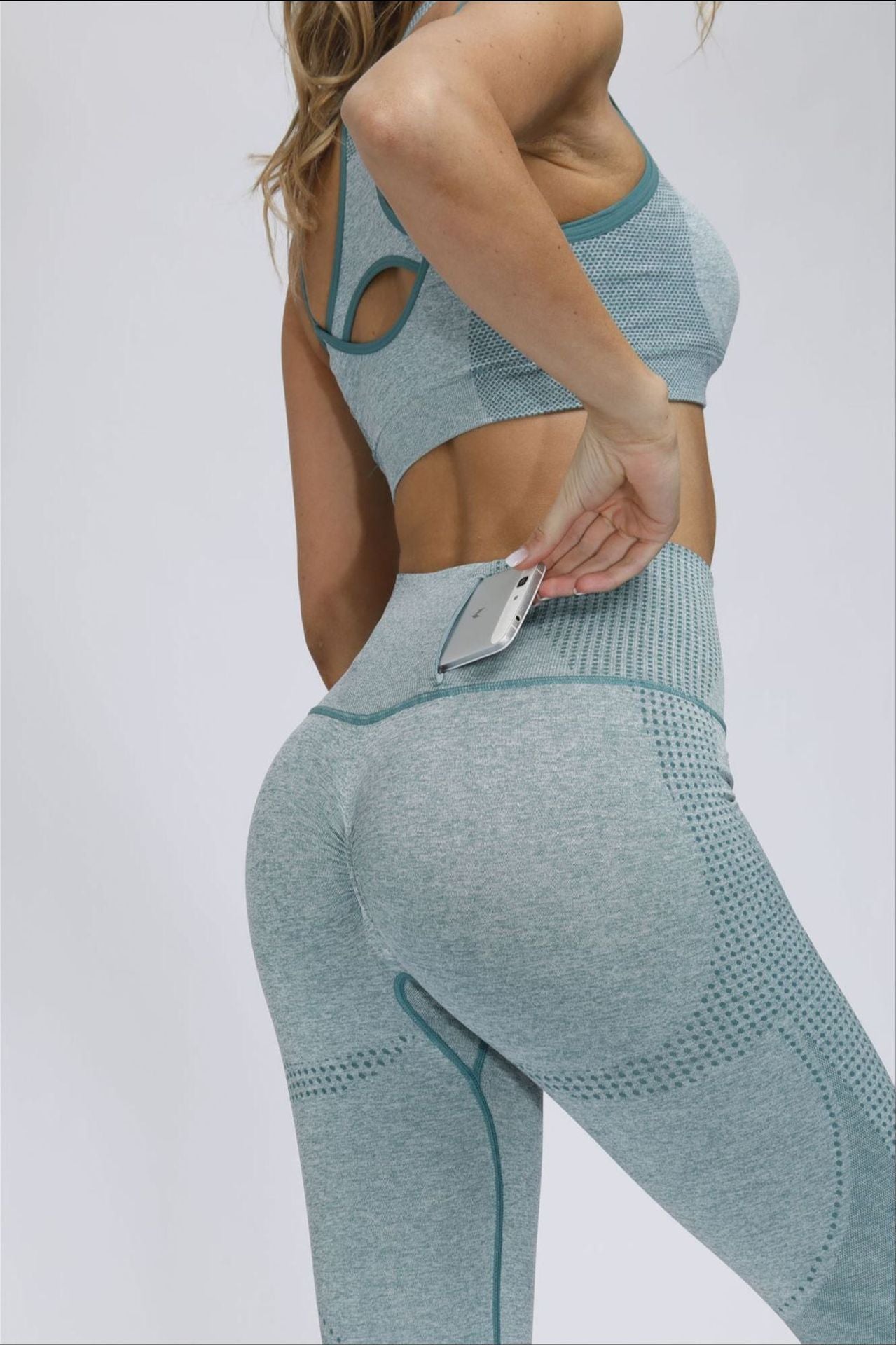 Women's 2-Piece Yoga Set – V-Neck Sports Bra & High Waist Leggings Workout Outfit