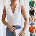 Women's Fashion Summer New Layered V-Neck Solid Color Tank Top for Women