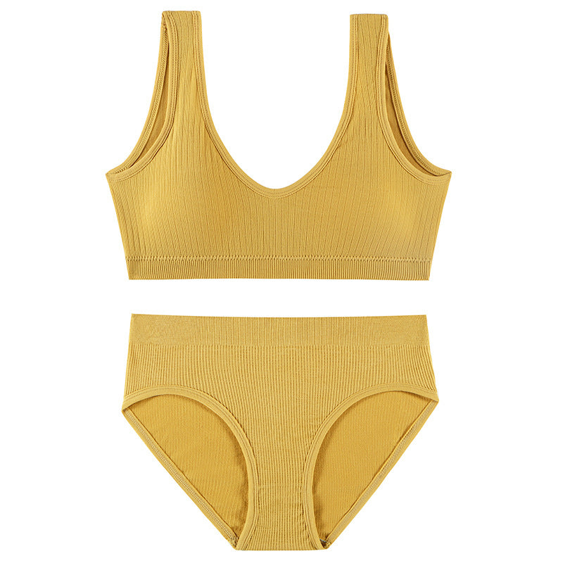 Women's Seamless Bra & Panty Set – Wireless Padded Bralette with Low-Rise Briefs