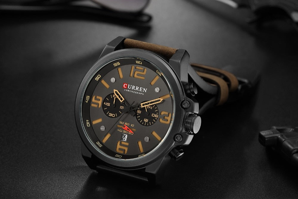 CURREN Men's Luxury Chronograph Watch – Waterproof Quartz Stainless Steel Sport Wristwatch