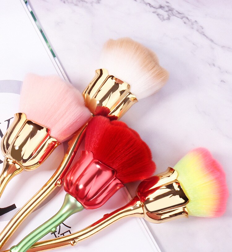 Rose Flower Nail Dust Brush – Soft Gel Polish Cleaning Brush for Nail Art & Manicures