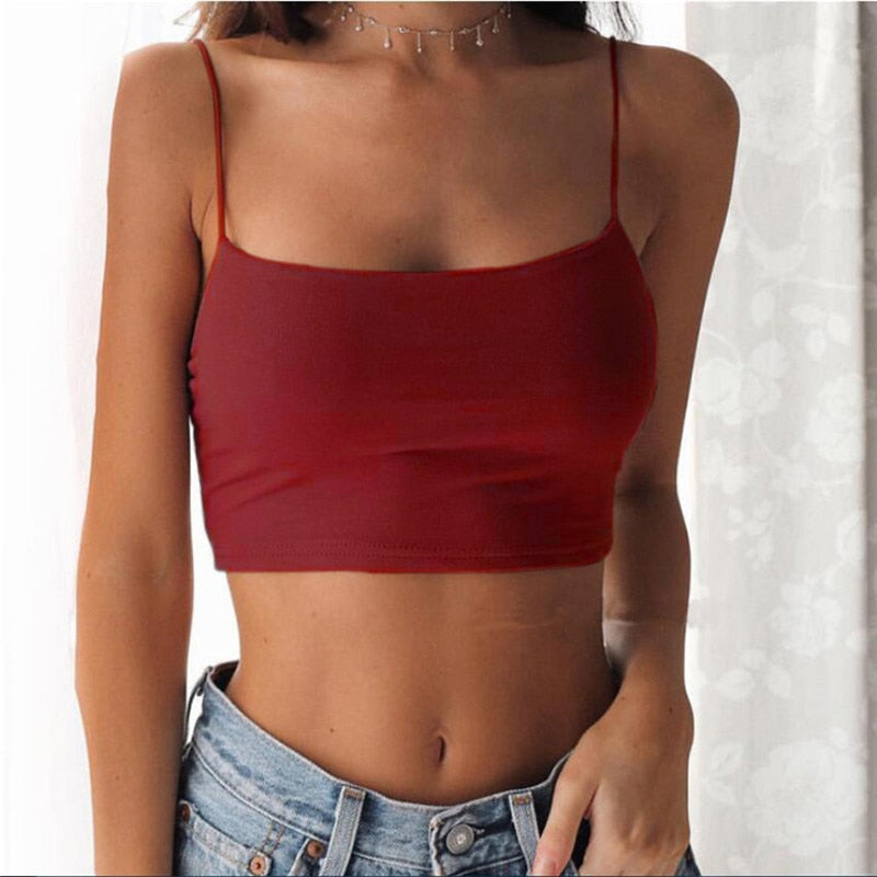 Women's Sleeveless Crop Tank Top – Solid Summer Cami Basic Casual Vest