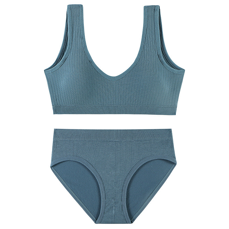 Women's Seamless Bra & Panty Set – Wireless Padded Bralette with Low-Rise Briefs