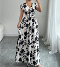 Women's V-Neck Short Sleeve A-Line Summer Dress