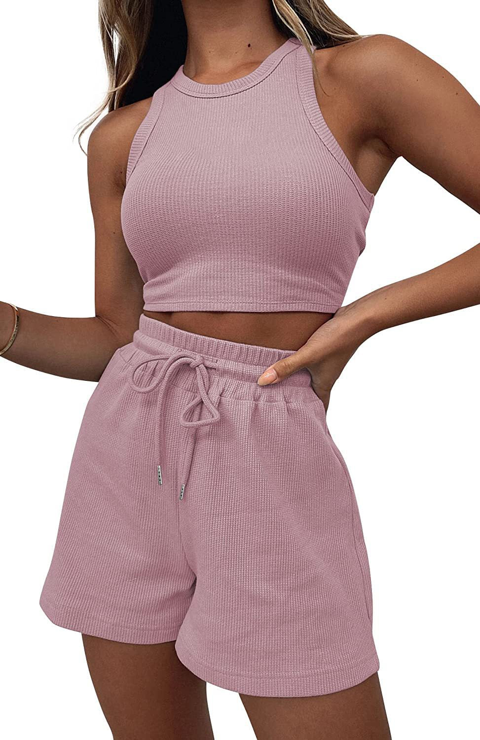 Solid Color Sleeveless Summer Vest & Pants Set for Women